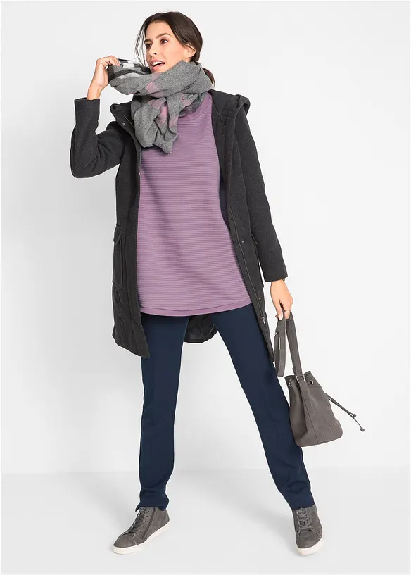 Lång sweatshirt i materialmix, bonprix