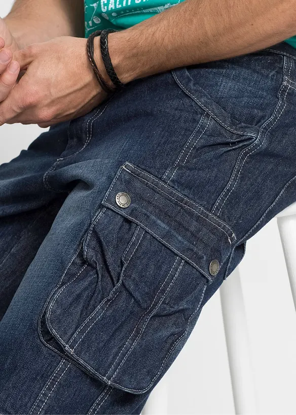 Jeansbermudas i cargomodell, normal passform, bonprix