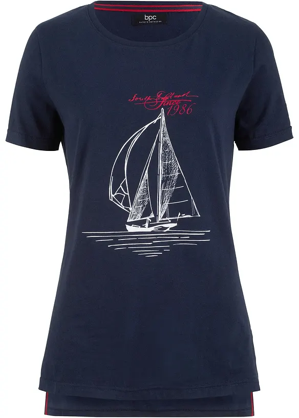 T-shirt i bomull med slits i sidan och tryck, bonprix