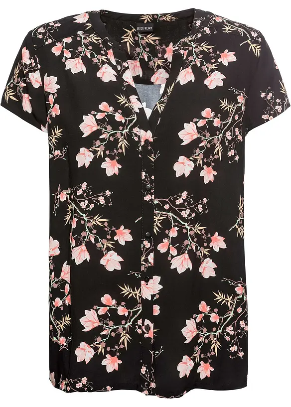 Kortärmad blus av ren viskos, bonprix