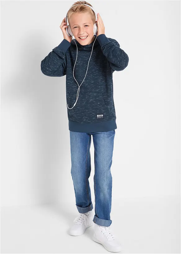 Sweatshirt med huva i mjuk bomullsmix för barn, bonprix