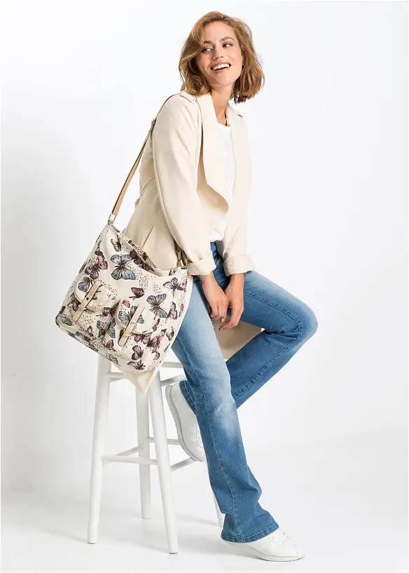 Axelremsväska i textilmaterial, bonprix