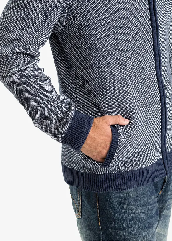 Cardigan i ren bomull med ståkrage, bonprix