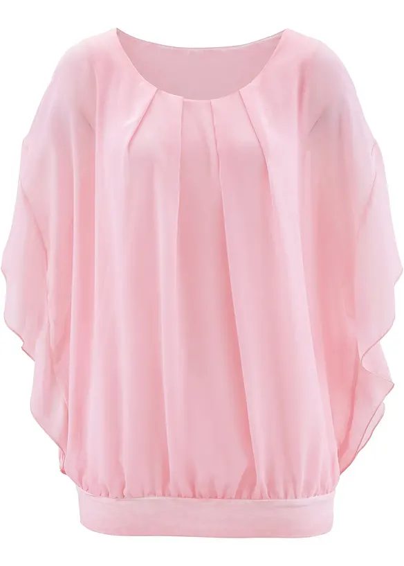 Chiffongblus med linne, bonprix