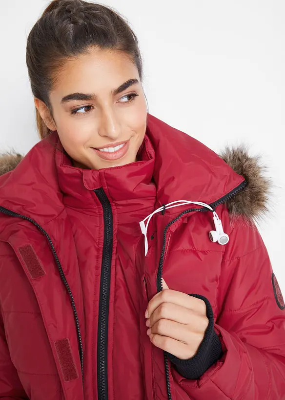 Lång vattenavvisande funktionstäckjacka med 2-i-1 look, bonprix