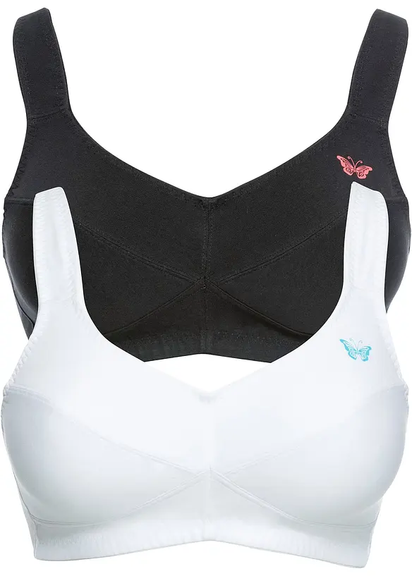 BH utan bygel med ekologisk bomull (2-pack), bonprix