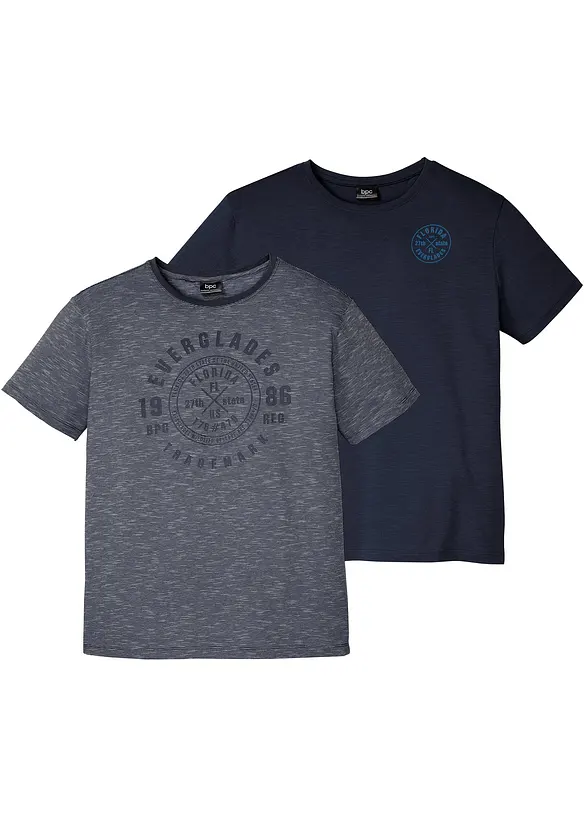 T-shirt med bekvämt snitt i ren bomull (2-pack), bonprix