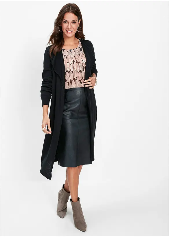 Lång cardigan i bomullsblandning, bonprix