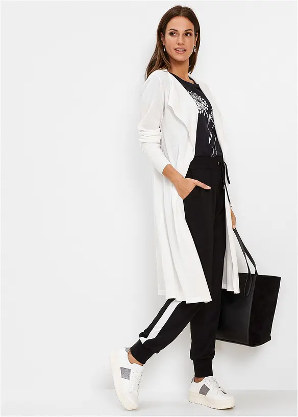 Lång cardigan i bomullsblandning, bonprix