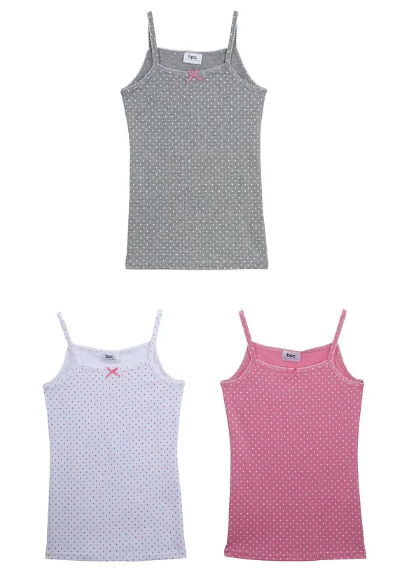 Linne med mjuk bomull och satinrosett (3-pack), bonprix