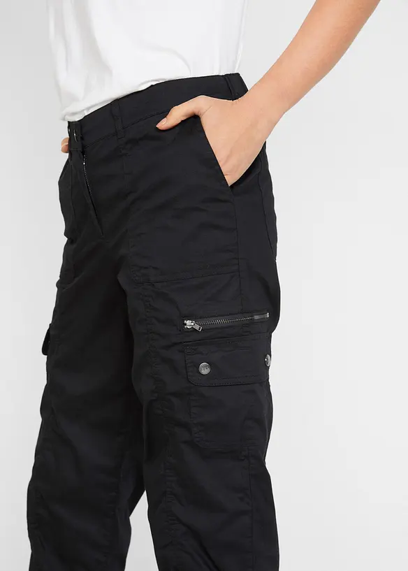 Cargojeans i bomull, Mid Waist, bonprix