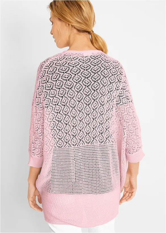 Lång cardigan med hålmönster, bonprix