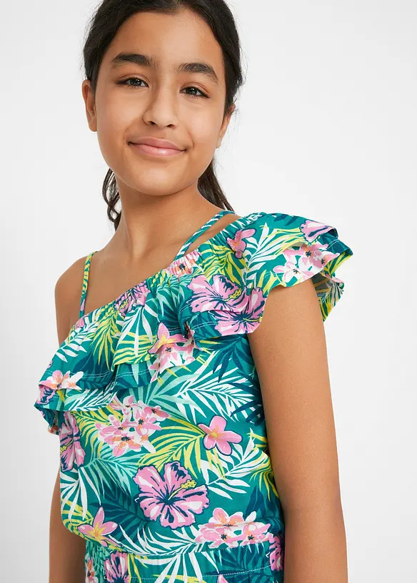 One shoulder-jumpsuit i ekologisk bomull för barn, bonprix