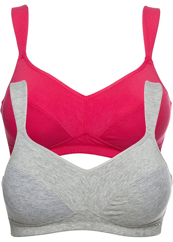BH utan bygel med ekologisk bomull (2-pack), bonprix
