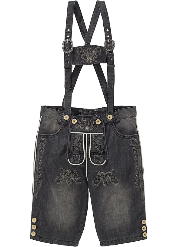 Folkdräktsinspirerade jeansbermudas, normal passform, bonprix