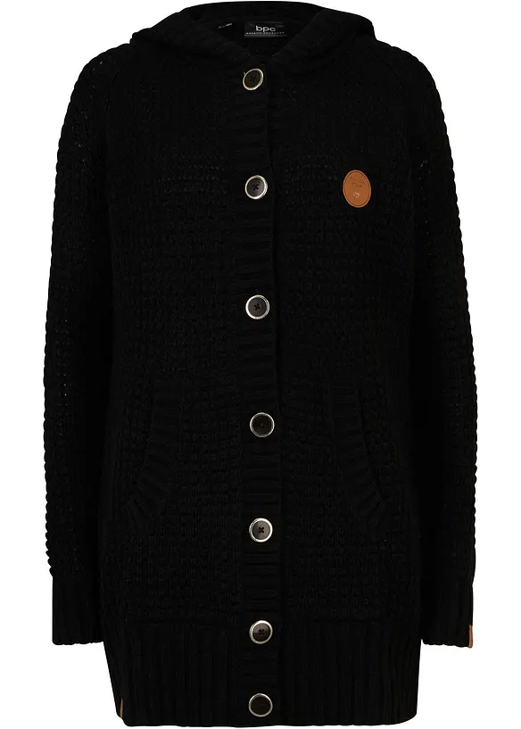 Lång cardigan med luva, bonprix