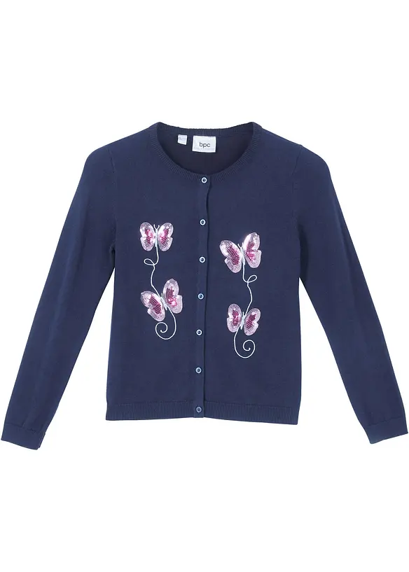 Finstickad cardigan med paljetter för barn, bonprix