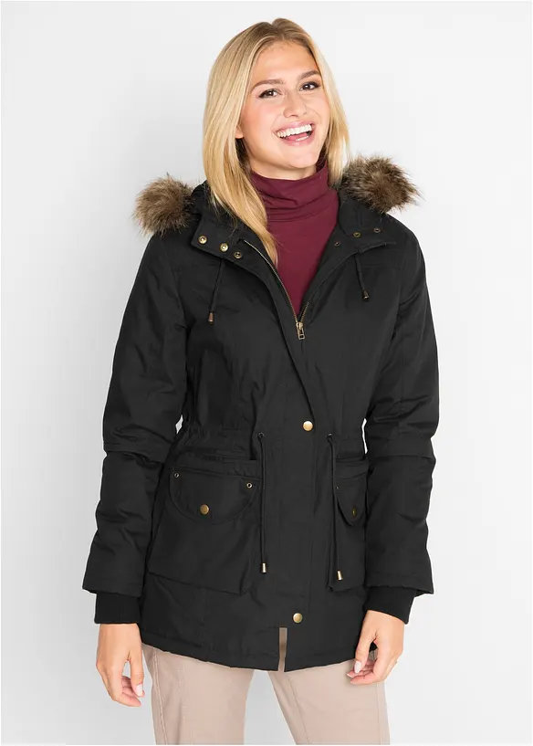 Kort parkas med teddypäls, bpc bonprix collection