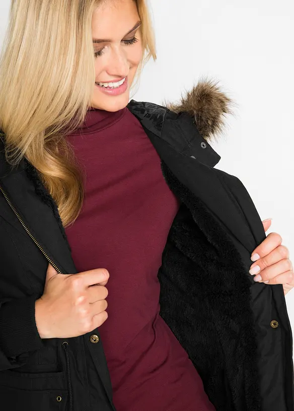 Kort parkas med teddypäls, bpc bonprix collection