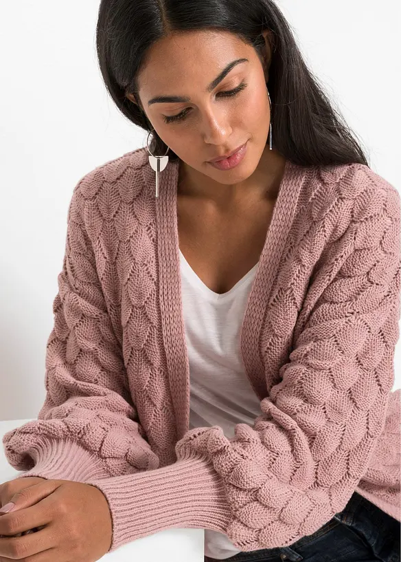 Hålmönstrad cardigan, bonprix