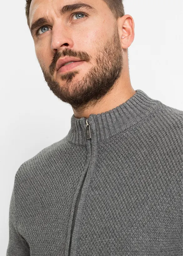 Finstickad cardigan av bomull, bonprix