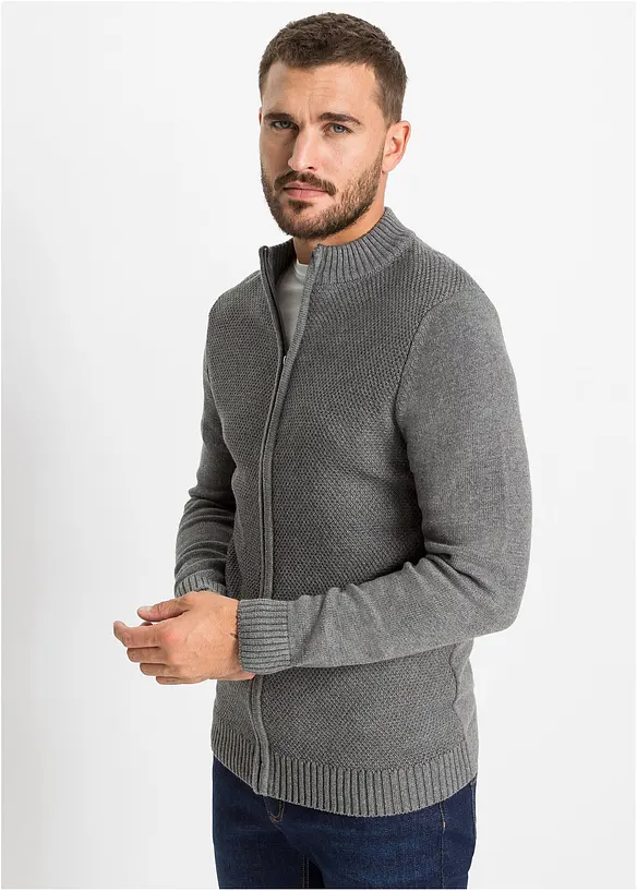 Finstickad cardigan av bomull, bonprix