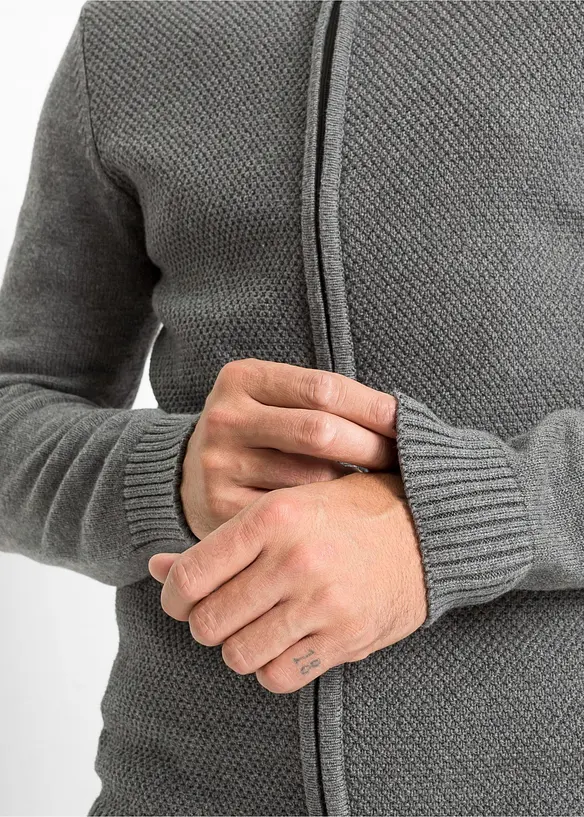 Finstickad cardigan av bomull, bonprix