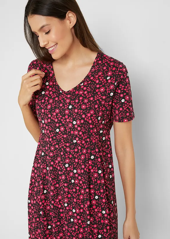 Mellanl&aring;ng jerseykl&auml;nning i bomull, bonprix