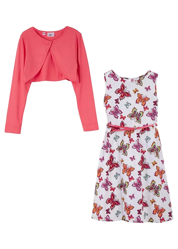 Klänning + skärp + bolero för barn (3 delar), bonprix