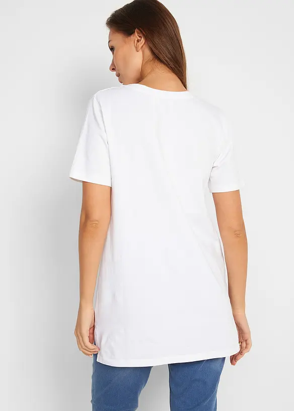 Lång topp med V-ringning (2-pack), bonprix