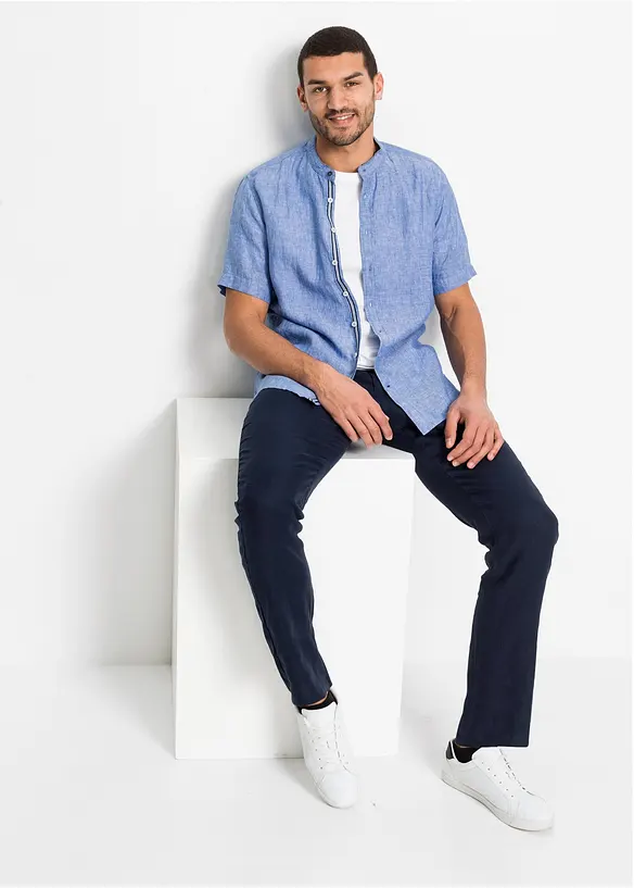 Chinos i linneblandning, normal passform, raka ben, bonprix