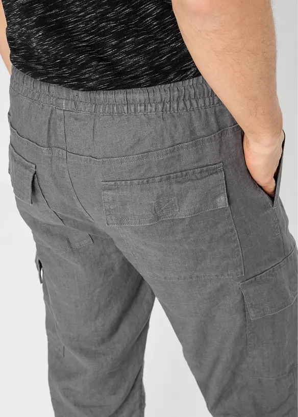 Cargobermudas med linne, Regular Fit, bonprix