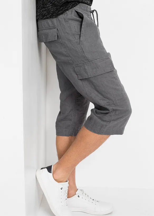 Cargobermudas med linne, Regular Fit, bonprix