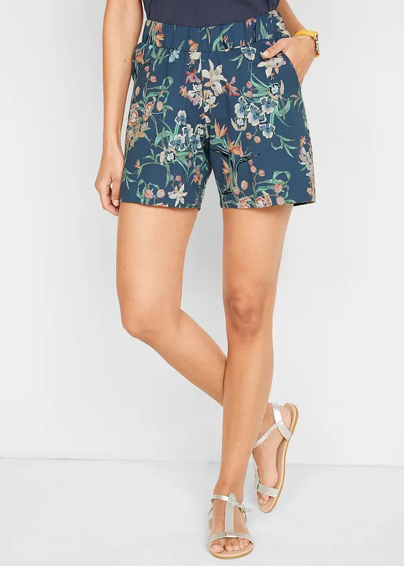 Bomullsshorts i jersey med bred bekv&auml;m midja (2-pack), bonprix