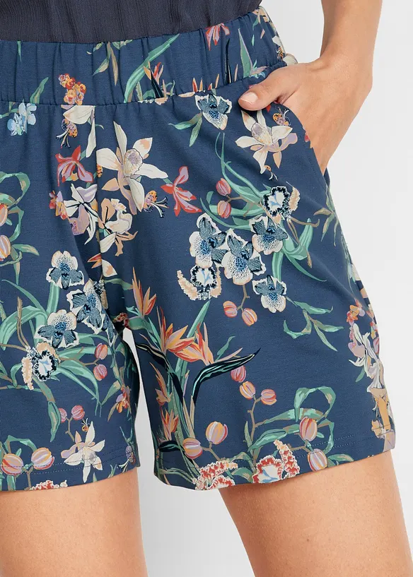 Bomullsshorts i jersey med bred bekv&auml;m midja (2-pack), bonprix