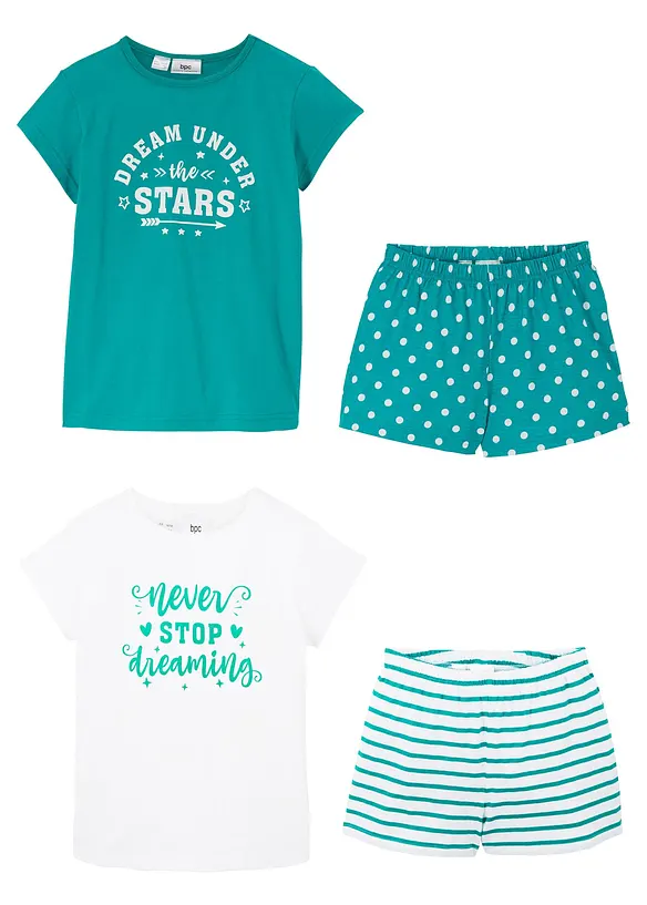 Pyjamas med shorts och korta ärmar (4 delar), bonprix