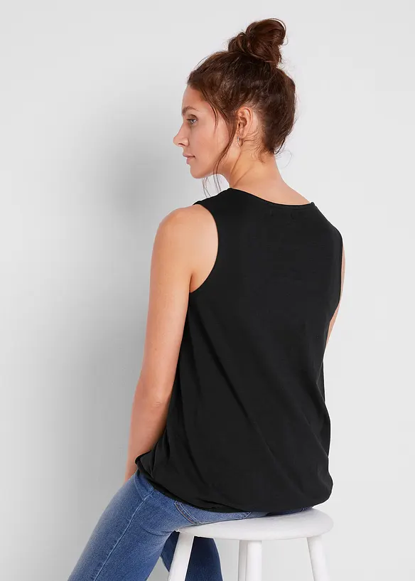 Bomullstopp med omlottlook och res&aring;r i nederkanten, bonprix