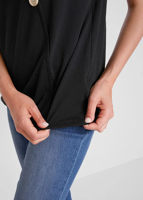 Bomullstopp med omlottlook och res&aring;r i nederkanten, bonprix
