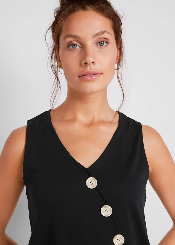 Bomullstopp med omlottlook och res&aring;r i nederkanten, bonprix