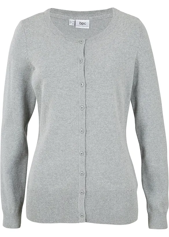 Finstickad cardigan  i basmodell med återvunnen bomull, bonprix