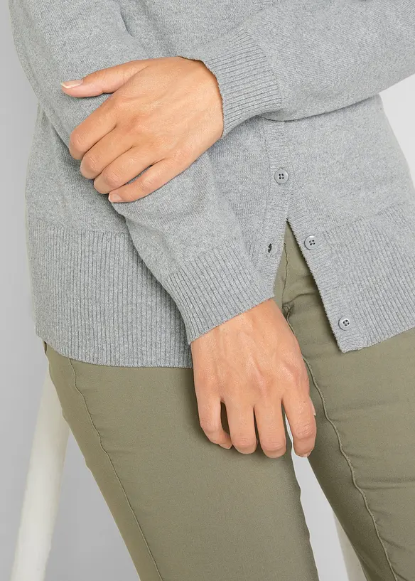 Finstickad cardigan  i basmodell med återvunnen bomull, bonprix