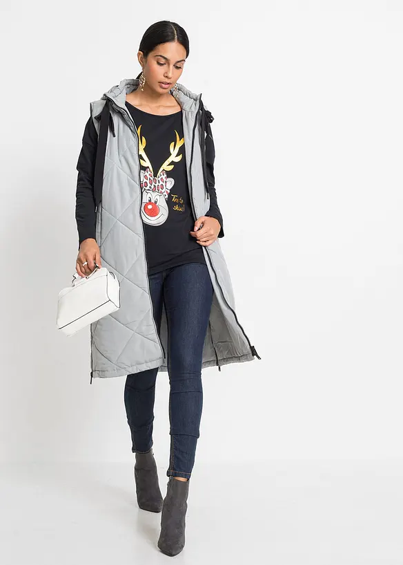 Off shoulder-topp med julmotiv, bonprix