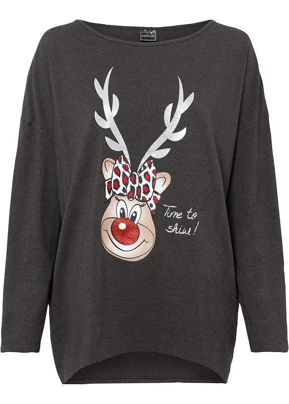 Off shoulder-topp med julmotiv, bonprix