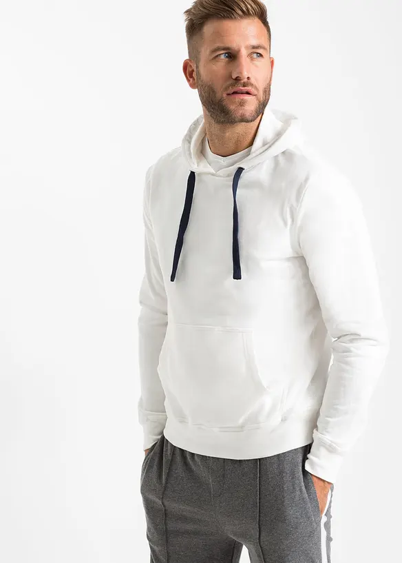 Sweatshirt med huva i ren bomull, bonprix