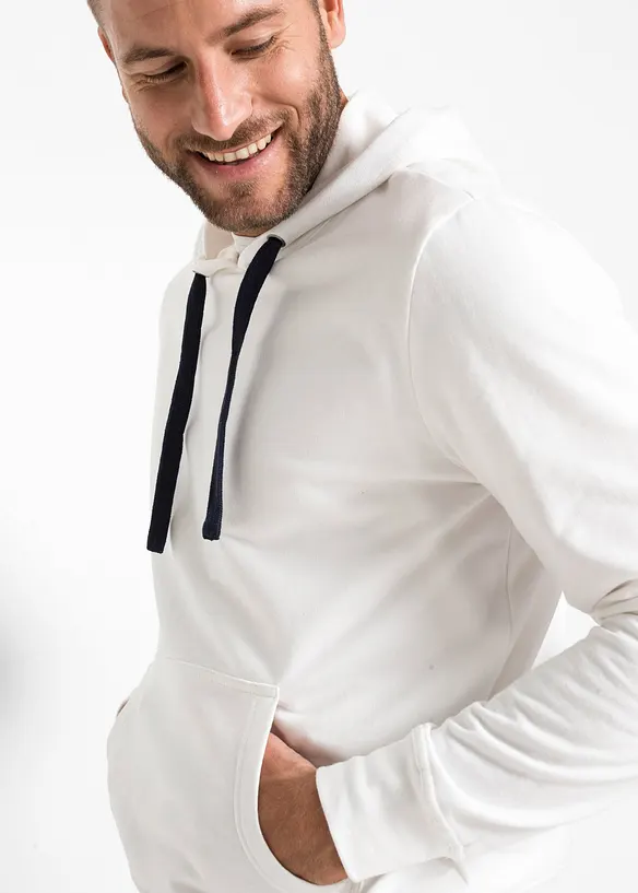 Sweatshirt med huva i ren bomull, bonprix