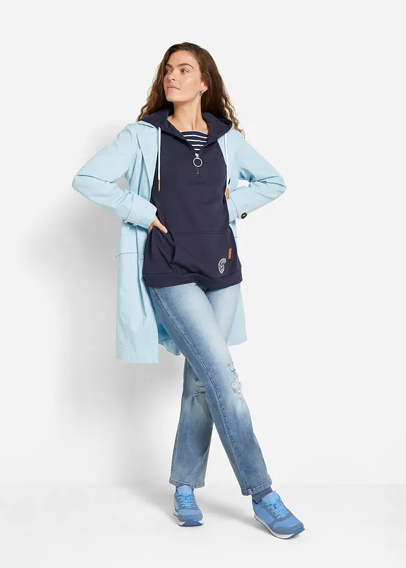 Sweatshirt med huva i bomullsmix, bonprix