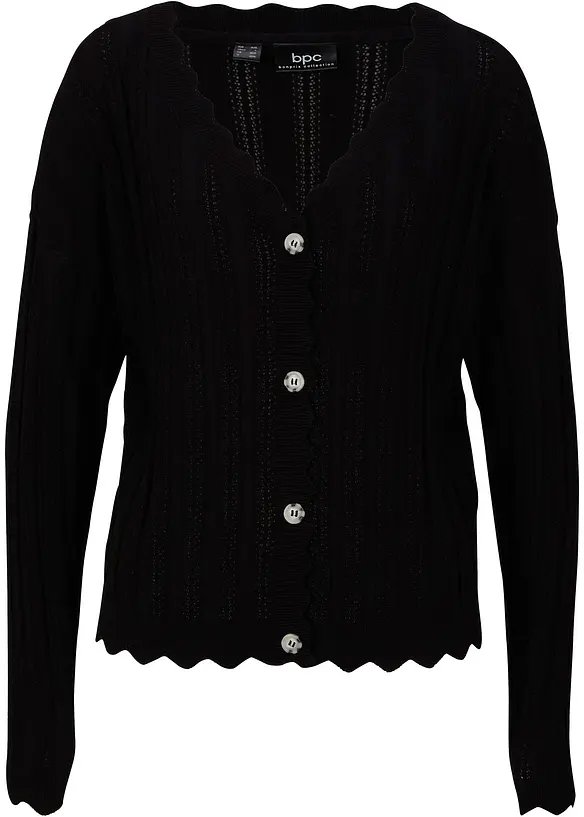Kort h&aring;lm&ouml;nstrad cardigan, bonprix