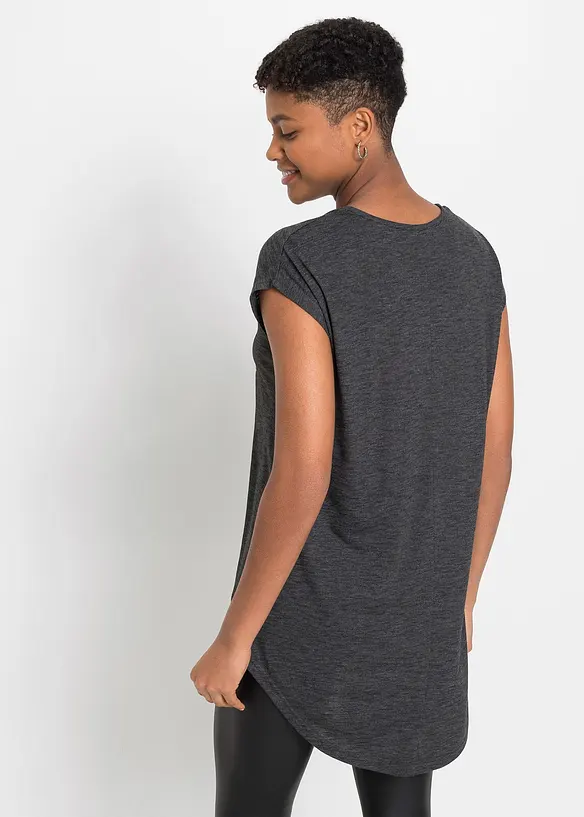 Lång t-shirt med tryck i mjuk viskosmix, bonprix