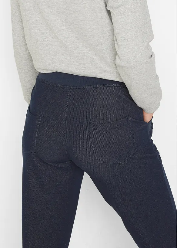 Trikåbyxa med jeanslook, 7/8-längd, bonprix