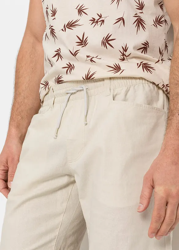 Dra på-shorts i linneblandning, Regular Fit, bonprix